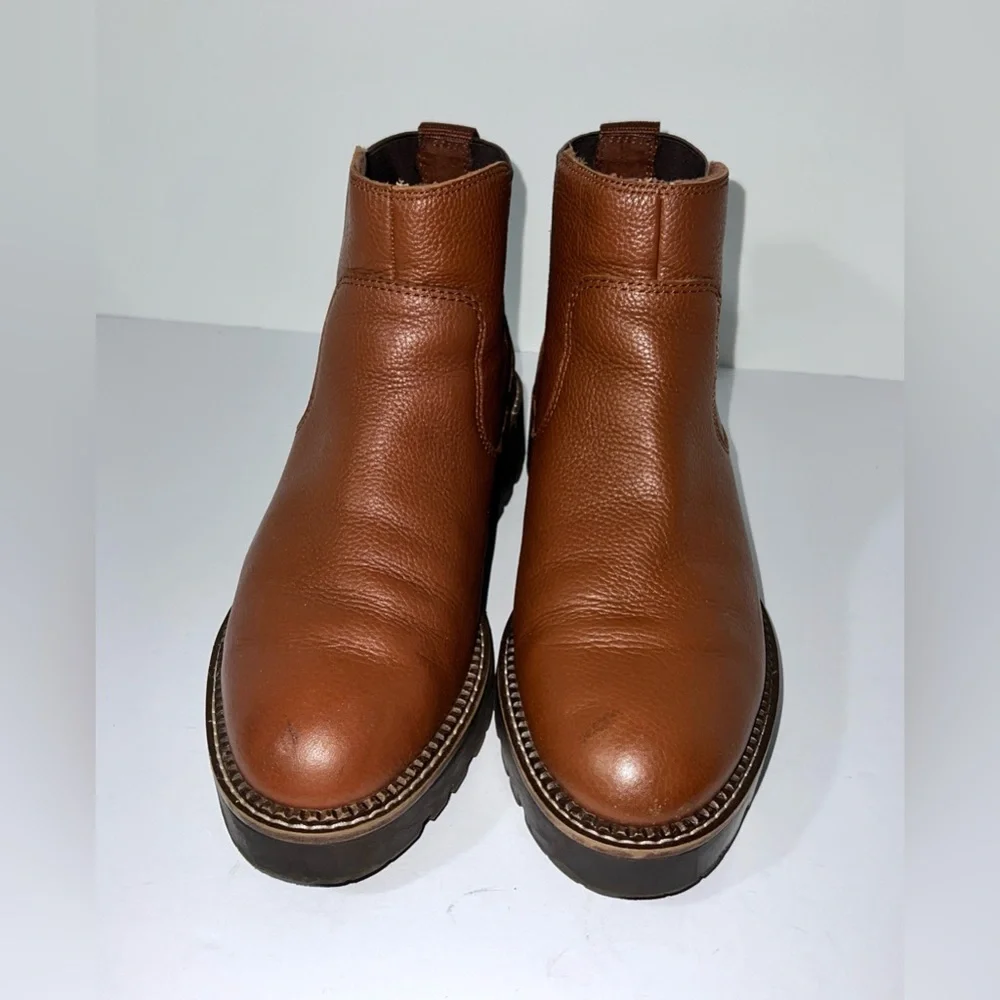 Nordstrom Rack Brown Man Leather Elastic Waterproof Round Toe Ankle Boot